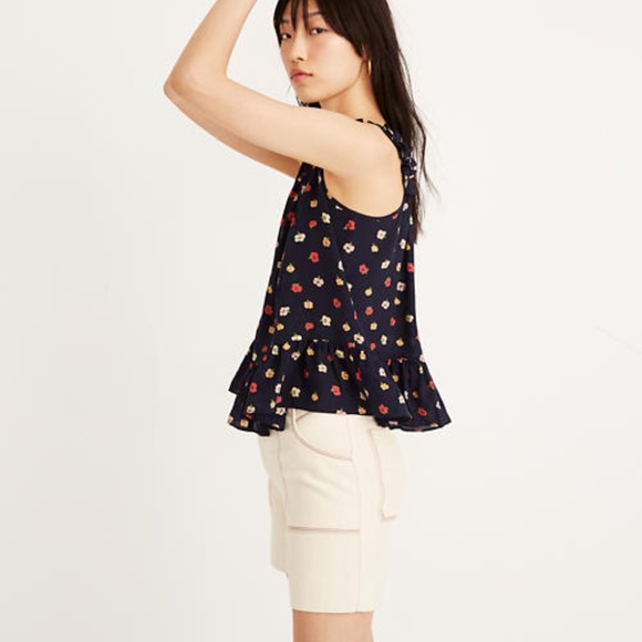 Silk Ruffle-Strap Cami Top in Confetti Floral - Picture 7 of 7
